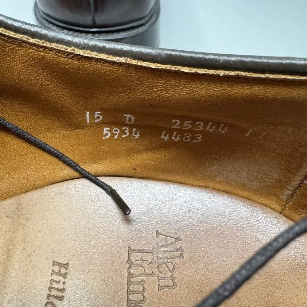 Allen Edmonds Hillcrest Apron Toe Derby Mens Size 15D Brown Leather Dress Shoe